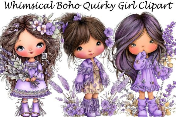 Download Whimsical Boho Quirky Girl Clipart - Premium Resources