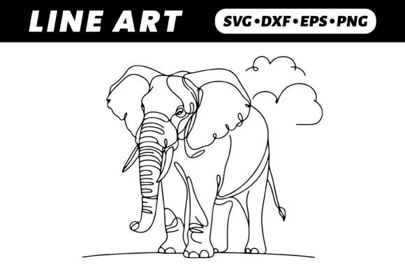 Download One-Line Elephant Drawing, Simple Art - Premium Resources