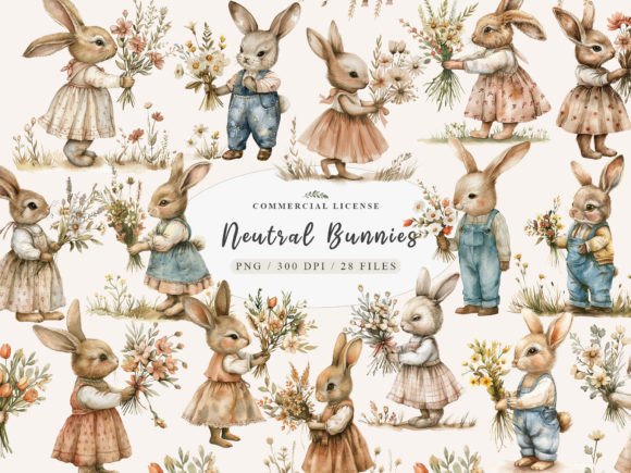 Download Bunny Nursery Print,Neutral Baby Clipart - Print Collection