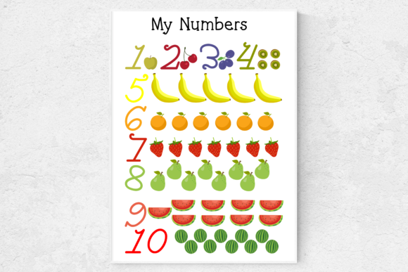 Download Nursery Wall Art, Number Prints, Fruits - Print Collection